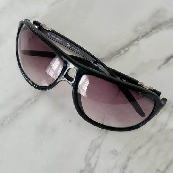 SOLD:Dolce and Gabbana D&G RetroY2K Slim Aviator GradientSunglasses Black Silver - Picture 2 of 12